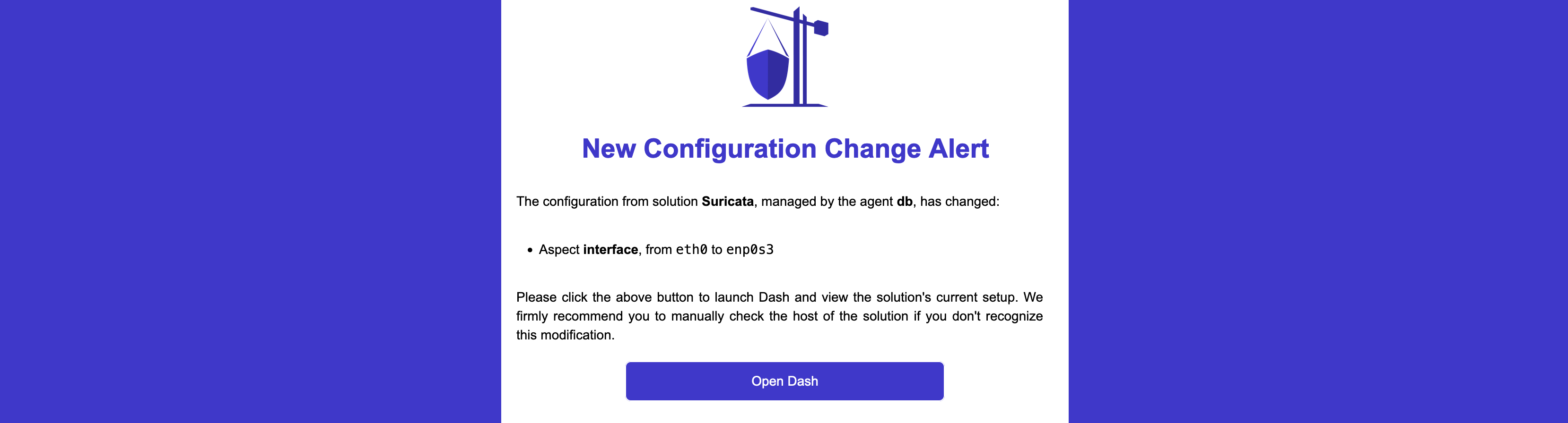 Configuration Change Email